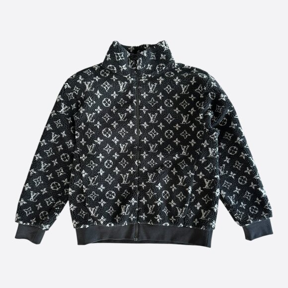 Louis Vuitton Black & Grey Monogram Fleece Zip Up Jacket - Picture 1 of 6